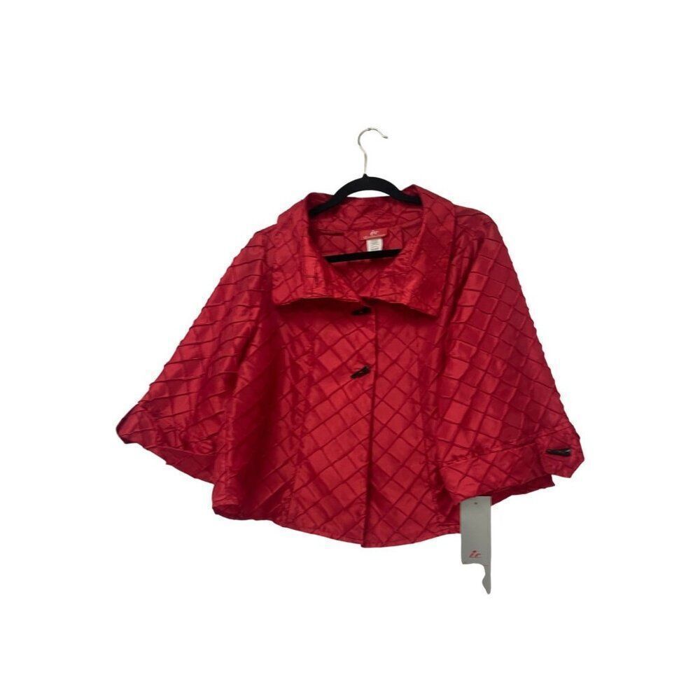 IC Collection Connie K Womens Textured Jacket Size L Red Crinkle 8003J NWT